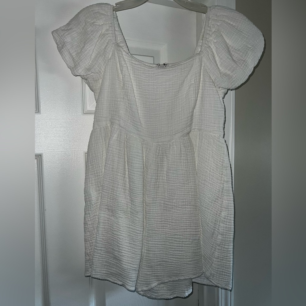 White Puff Sleeve Romper